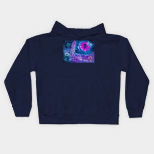 Pink eye in space Kids Hoodie